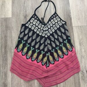 Runway Story Elegant Paisley Swim Coverup - Black, Pink, and Green